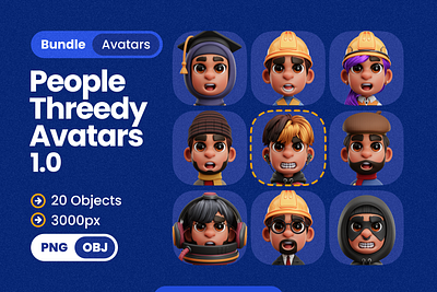 MHK Project Design : Profession People Avatars 3d 3d blender artist avatar blender boy career character design faces illustration job man metapeople modeling people person profession profile