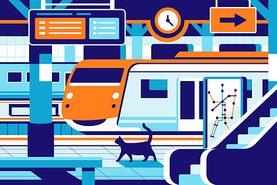 Subway Vibes Illustration flat illustration subway station subways train vector