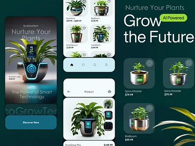 EcoGrowth: AI-powered Plant App ai app appdesign ar branding design flat interface logo nature ui web