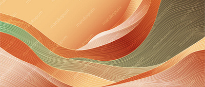 Hand drawn line wave pattern vector abstract art background banner curve design illustration japanese line logo pattern sunset ui vector wave