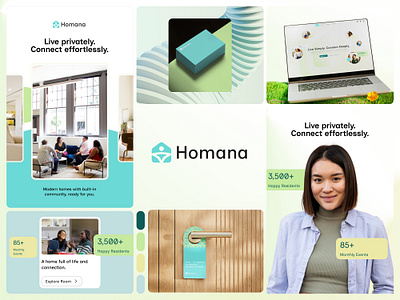 Homana - Coliving Startup Branding Logo brandidentity branding communityliving designinspiration landingpage startup ui ux
