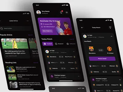 Sportia - Sport Soccer Mobile Responsive Dashboard app design clean dashboard design football football app football dashboard match score mobile app design responsive dashboard simple soccer sport sport app sport competition ui ux volley