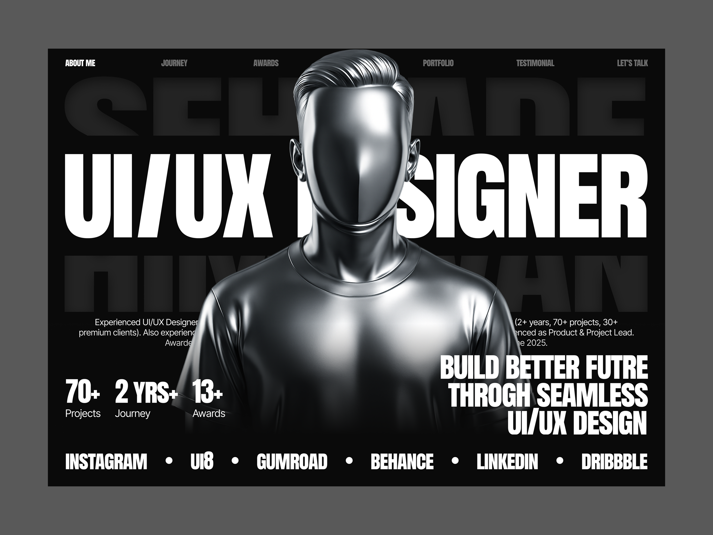 Sehzade - Dark Mode Personal Website dark mode hero hero section landing page personal personal website portfolio portfolio website uiux uiux design uiux designer uiuxdesign website website design