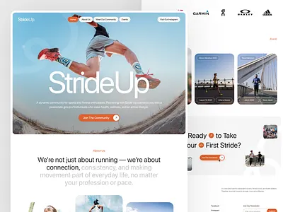 Stride Up - Running Community Landing Page athletes community first stride fitness group run health jogging marathon motivation movement outdoors runner stories runners running running event sport sprint strava track progress training program