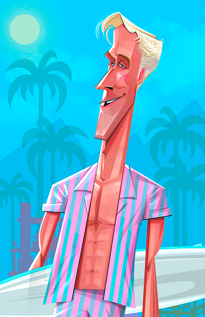 KEN art artwork barbie barbiemovie caricature celebrity design designer drawing graphic graphic design graphicart illustration illustrations illustrator ken kendoll movieart procreate ryangosling