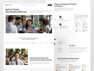 Hive Desk - Team Management Landing Page [About Us] branding dashboard design landing page management management landing page team team management ui ui design web design website website design