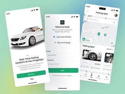 Car parking Mobile App Exploration androidapp app booking car car app car parking app design find parking interface ios mobile app park uiux parking app parking spot searching parking serviceapp space parking spot valet vehicle