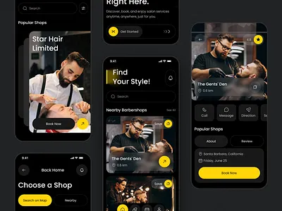 Barber Booking Mobile App Concept app design barber app barber app concept barber shop app beauty app beauty salon hair stylist app haircut app mobile app mobile app design salon salon app salon booking salons services saloon app design ux ui