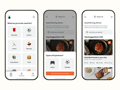 Linger Application Design app app design food app indoor app interface design itinerary app minimal outdoor app product design ui ux visual design