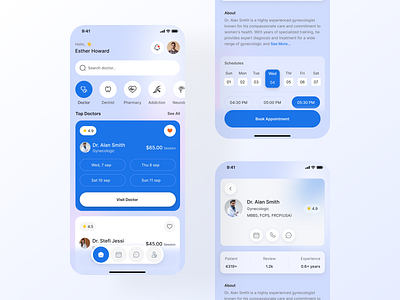 Medical App UI concept ai health chatbot app chart check up doctor app health app healthy ios medecine medical medical app medical appointment app medical care medicine minimal mobile app design ui ui kit ux