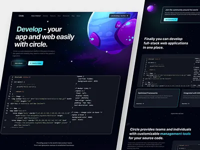 Circle - Development Tools Website 3d animation branding design graphic design illustration logo motion graphics ui ui ux uidesign user experience user interface design userinterface web design