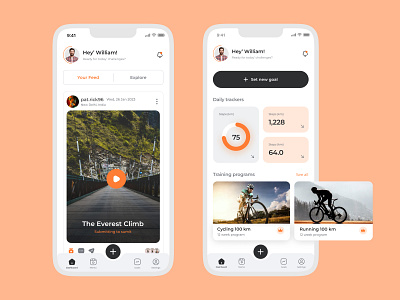 Track. Share. Compete. – Social Fitness App UI activity tracking challenge tracking clean ui dashboard design dribbble inspiration fitness app fitness community goal tracker health tracking ios app design kjk leaderboard ui minimal app design mobile app ui modern ux social app social feed social fitness step counter workout app