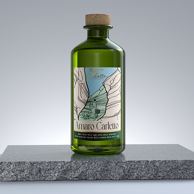 Botanical Elegance – Label Design for Amaro Carletto mockup design