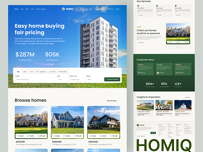HOMIQ – Real Estate Platform UI agent apartment artiflow building business cleandesign design halal design home homiq landing page properties property propertyplatform real estate uidesign uiux ux web design website