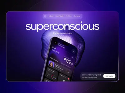 Promo Website for Self-Transformation App ai animation app app design fintech landing page outcrowd promo promo web promo website saas ui ui design ux web design webflow website design