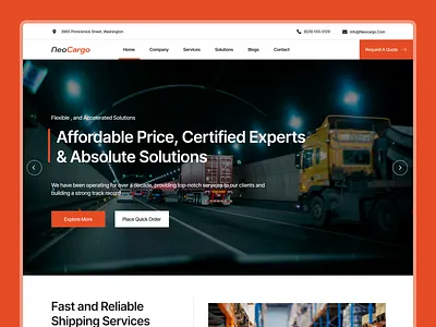 Cargo and Freight Landing Page Design b2b logistics cargo carrier delivery dispatch fleet management freight landing page logistics modern ui shipper shipping shipping platform supply chain tracking transportation truck booking ui.ux warehouse webdesign