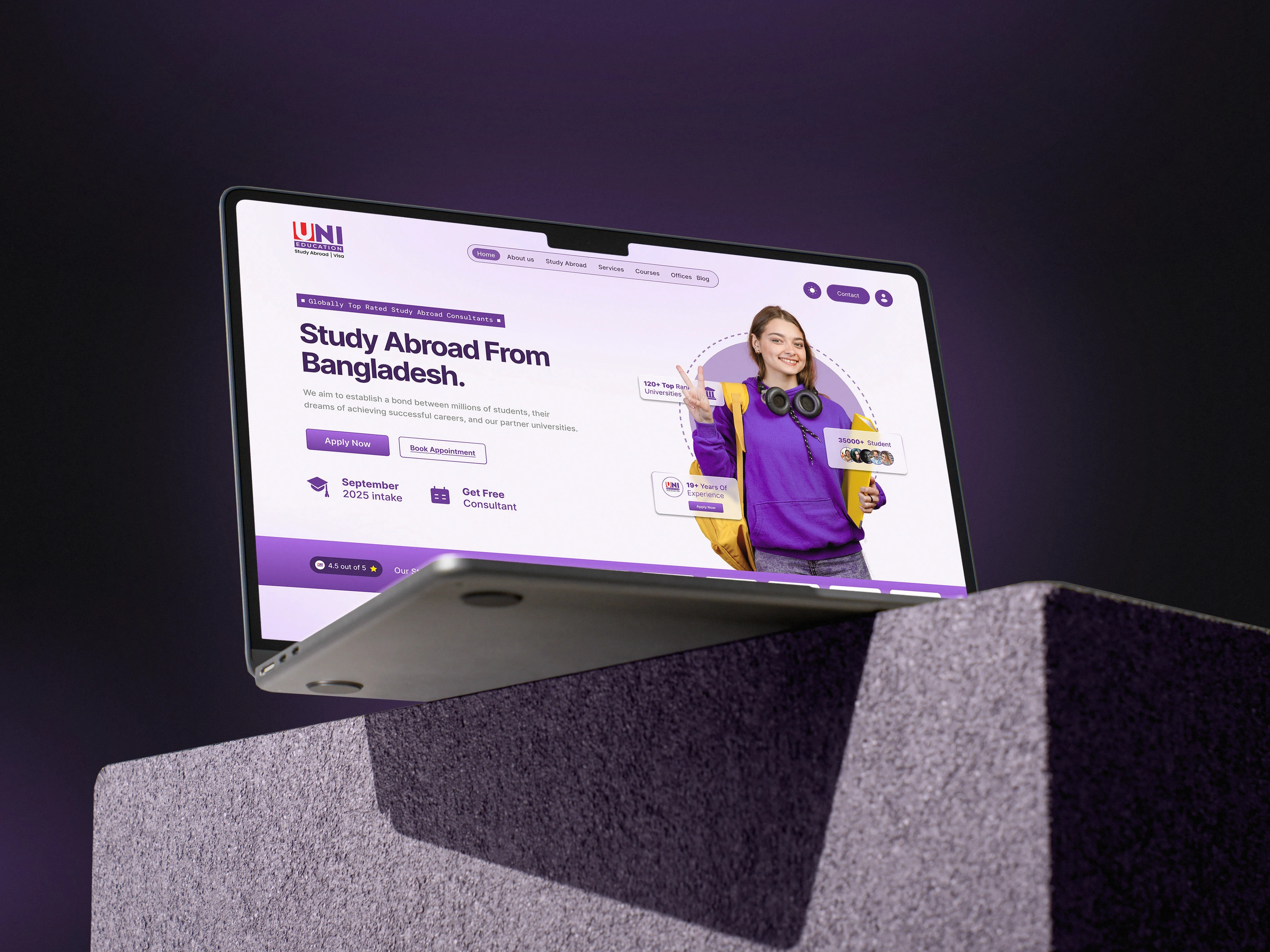 Study Abroad Education Agency UI/UX Design | Uni Education branding design graphic design illustration study abroad study abroad ui design ui uiux design ux vector