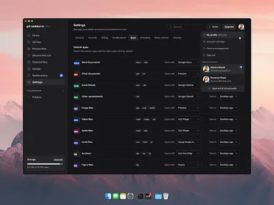 Default apps — Untitled UI dark mode dark ui preferences product design settings table ui design user interface