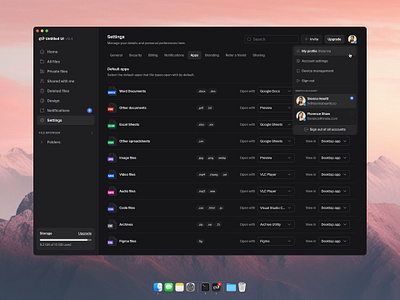 Default apps — Untitled UI dark mode dark ui preferences product design settings table ui design user interface