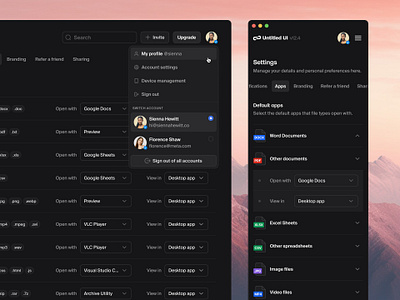 Account dropdown — Untitled UI account dropdown dark mode dark ui product design settings ui design user interface