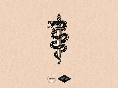 Snakes & Daggers 2d branding crosshatch design graphic design happy illustration illustrator logo procreate retro texture vintage