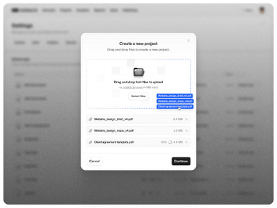 Create a new project — Untitled UI drag and drop file upload files modal product design ui design user interface