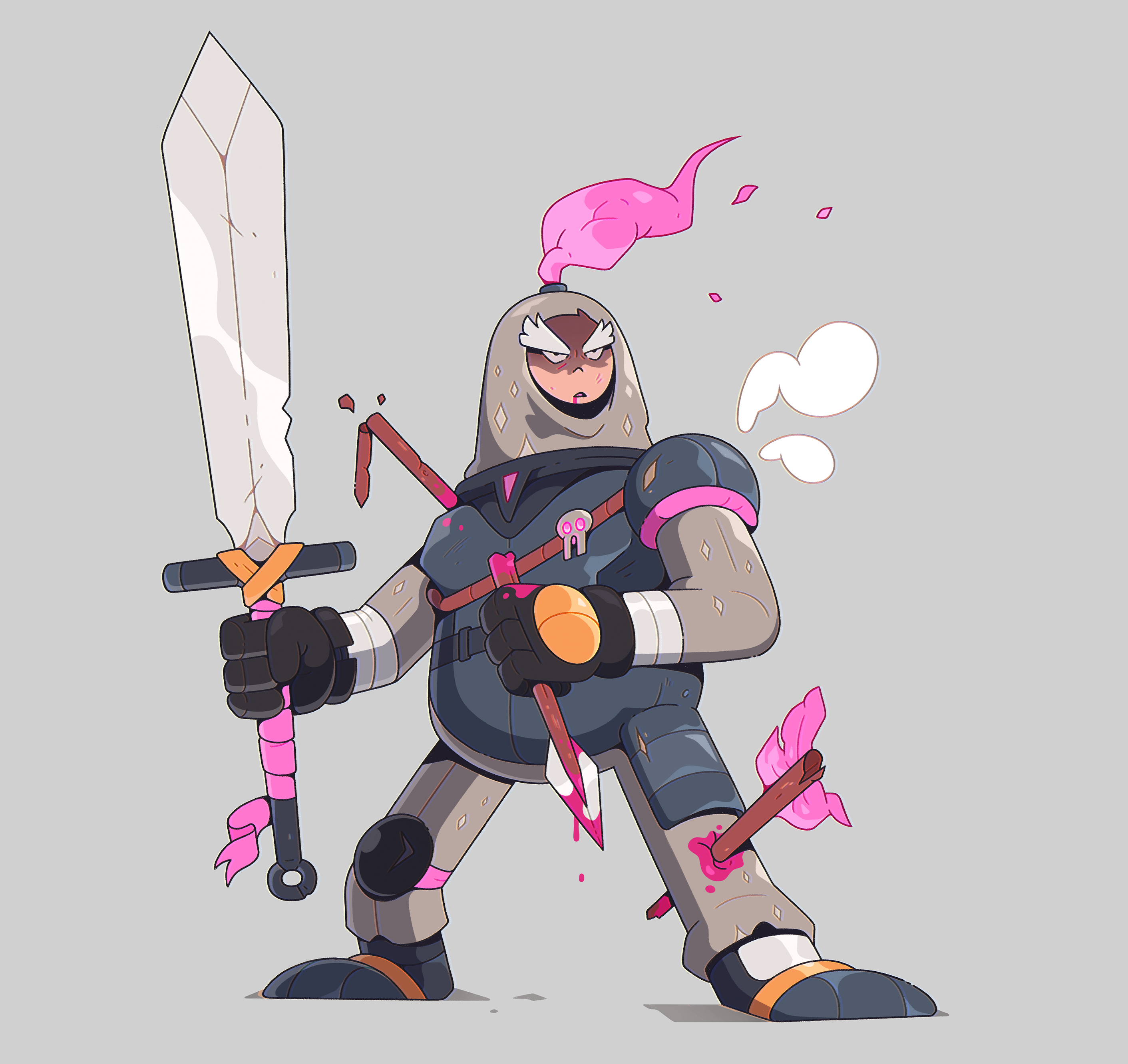 Arrow In The Knee. 2d arrow cartoon character characterdesign design fantasy illustration illustrator knight sword warrior