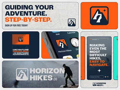 Horizon Hikes Co. Brand Identity Bento bento brand guidelines brand identity branding design graphic design icon logo logo design logotype outdoors visual identity