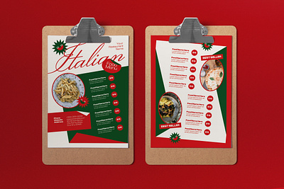 Red Modern Scrapbooking Italian Food Menu fnb graphicook italian cuisine list price restaurant