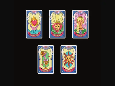 Black Flat Design Tarot Card Asset Illustration divination graphicook