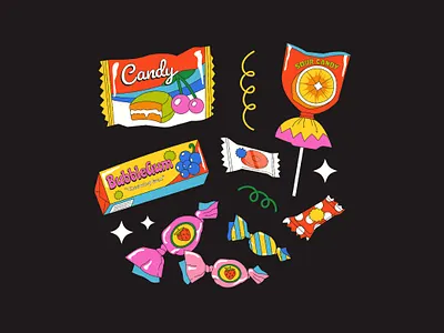 Black Flat Design Candies Packages Asset Illustration graphicook snack