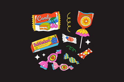 Black Flat Design Candies Packages Asset Illustration graphicook snack