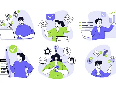 Productivity Work Illustrations character concept deadline flat graphic design illustration job management office people person productivity scene success time vector web work