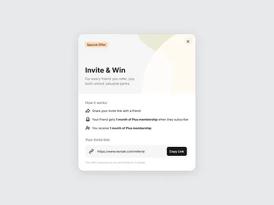 Referral Pop-Up clean component concept design minimal pop up simple typography ui ui element ux