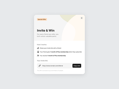 Referral Pop-Up clean component concept design minimal pop up simple typography ui ui element ux