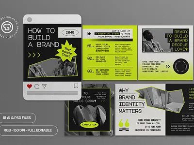 Green Abstract Shape Mask Business Instagram Post Carousel graphicook leadership