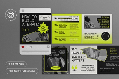 Green Abstract Shape Mask Business Instagram Post Carousel graphicook leadership