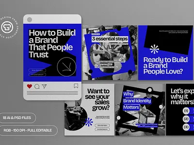 Blue Abstract Shape Business Instagram Carousel graphicook leadership