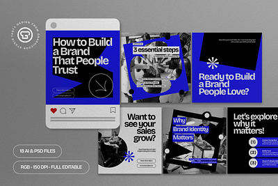 Blue Abstract Shape Business Instagram Carousel graphicook leadership