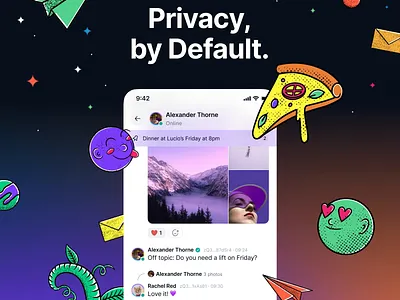 Status — Privacy by Default animation app chat illustration messages messenger privacy product product design ui ui design web3
