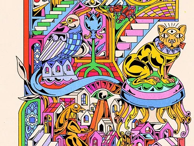 Behind art artwork colorful cubisme draw geometric graphic design illustration poster procreate psychedelic wall art yoaz éditorial