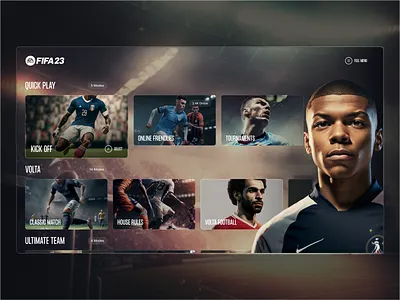 FIFA 23 UI - Concept 22 23 24 digital ea fifa football gaming home interface menu playstation screen soccer sports ui user ux web xbox
