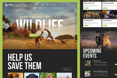 Protect Wildlife Landing Page branding campaign causes charity crowfunding donation fundraising landing page ngo nonprofit template ui uikits ux volunteer wildlife