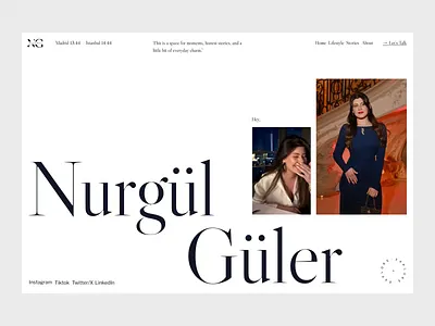 Nurgül Güler - Influencer Personal Website animation arda güler b2c clean dipa inhouse fashion influencer landing page minimal nurgül güler personal website real madrid simple swiss design ui ui design web web design website
