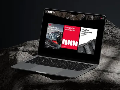Digital elegance in a rough terrain / Bergbahnen Sölden 🔴🪨 3d animation black bradning interface loop red rock typography ui ux white