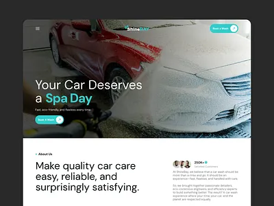 ShineBay Car Detailing Service Website Design car car detailing car service community home page home page design interface landing page landing page design minimalism service web design website website design