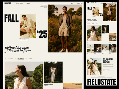 FIELDSTATE — Editorial Fashion Landing Page artdirection design ecommerce editorial editorial design fashion freelancer landing design landing page modern typography ui uiux ux webdesign