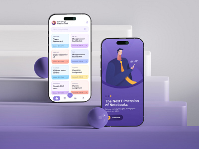 Notebook Mobile App UI - Digital Notebook App For Creatives digital notebook journal app journaling mobile app design netro netrosystems note app notebook notebook app notepad online notebook organizer app planner app purple app reminder app task manager app trending app ui