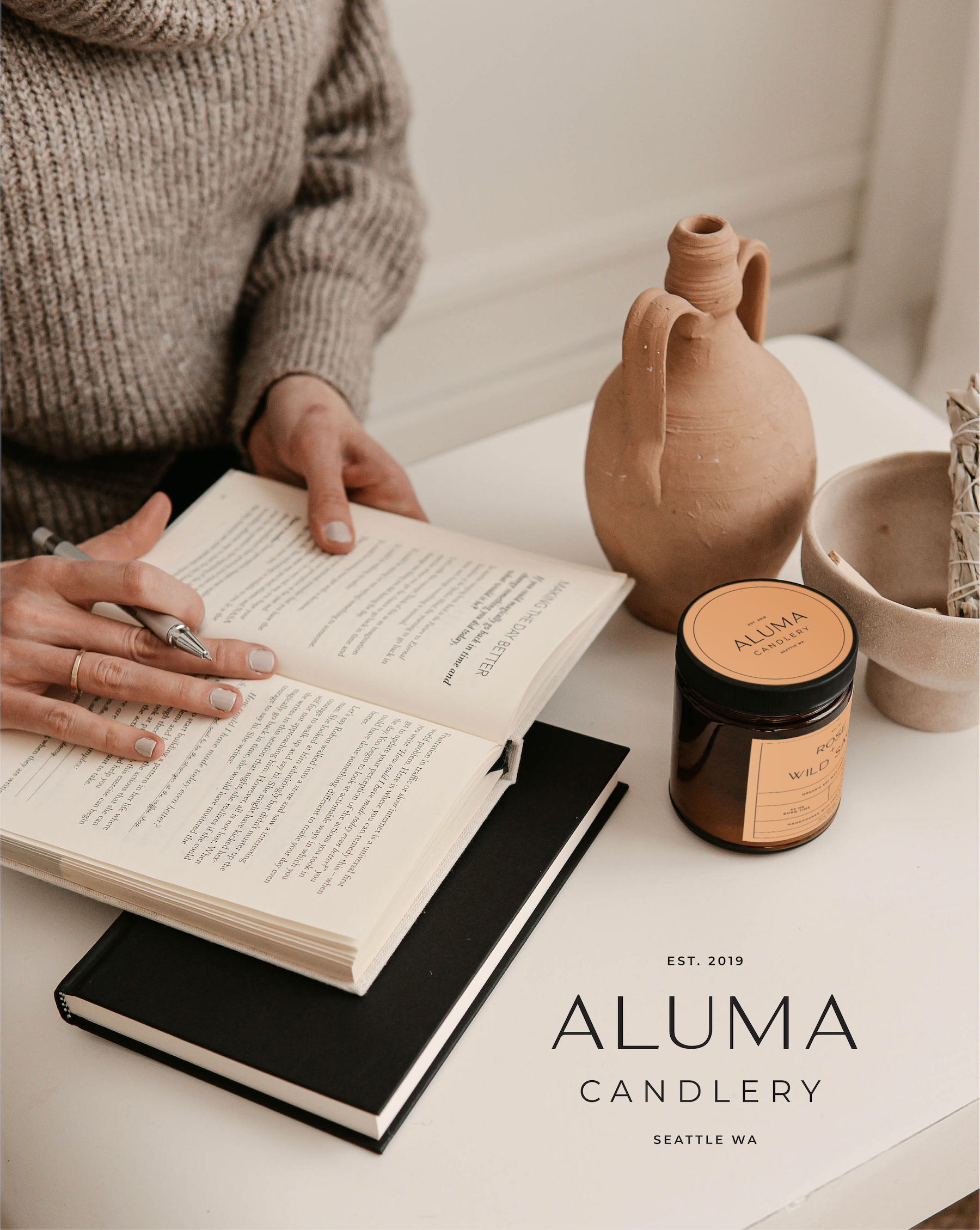 Aluma Candlery | Logo + Label Design branding candle branding candle label label design logo logo design packaging design simple design