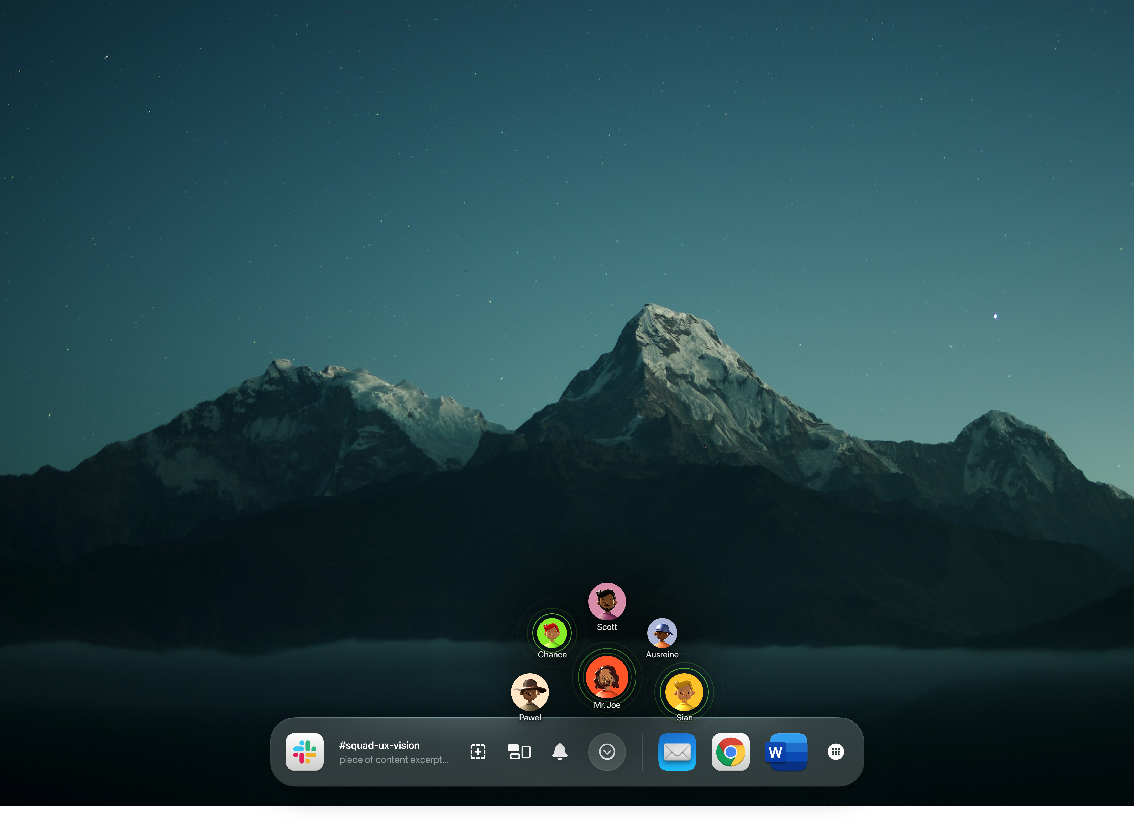 Dock with People app circle dock dropdown icons macos native people popover popup ui users